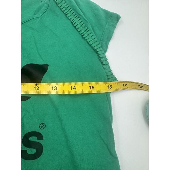 Adidas Green & Black Trefoil Logo Drawstring Waist Short Sleeve Tee Size XS - Picture 6 of 7
